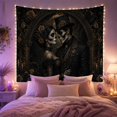 thumbnail image 2 of Sugar Skull Couple Under Moonlit Clouds with Roses, Romantic Gothic Style for Gothic Decor Fans, Dark Wall Decor Halloween Gift, Tapestry Wall Hanging for Bedroom and Dorm, 2 of 7