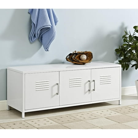 We Furniture 48 Inch White Metal Locker Style Storage Bench We Furniture 48 Inch White Metal Locker Style Storage Bench