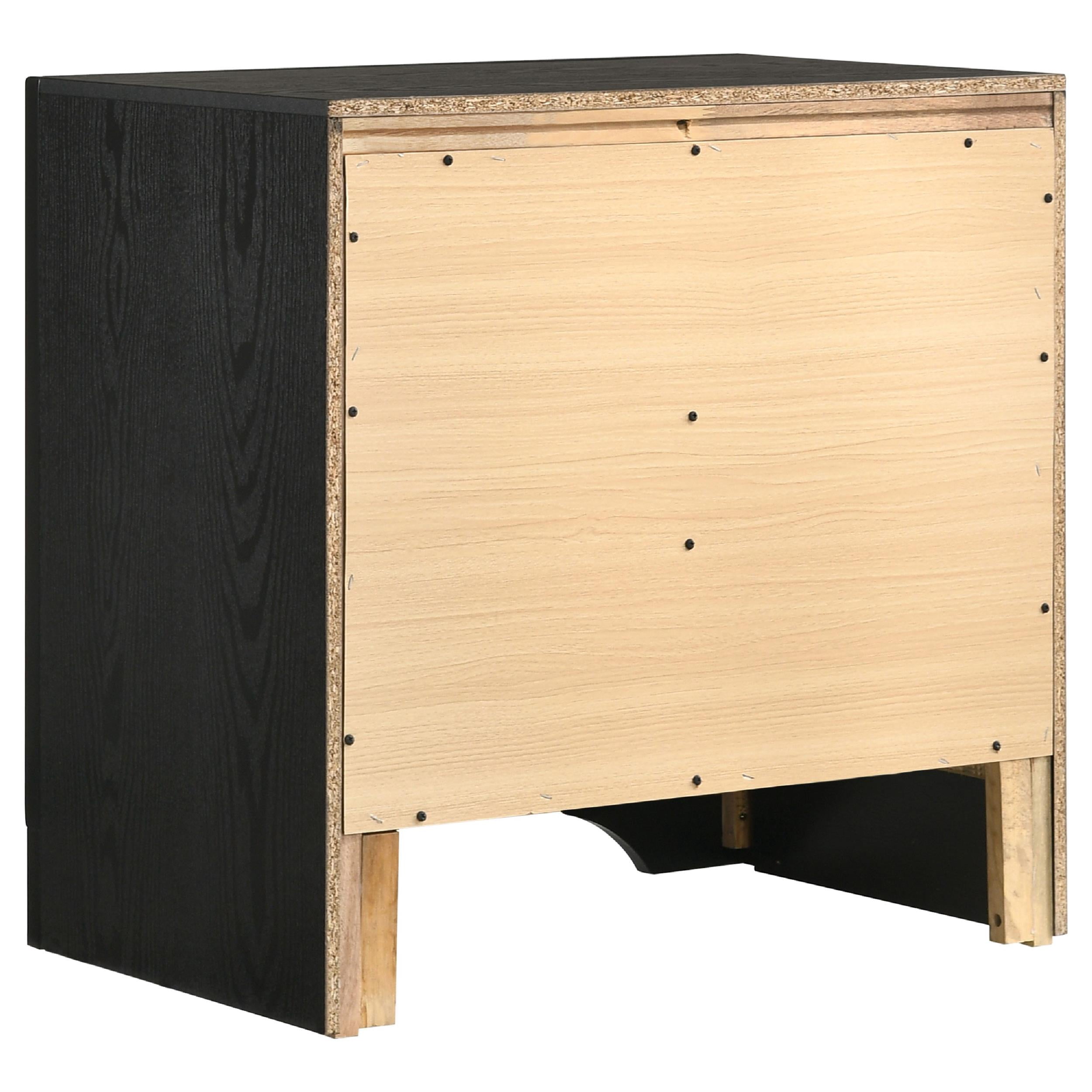 Vino Black 5pc California King Bed Set with Dressers-Glitter Accent