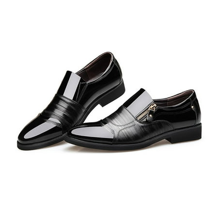 Men Dress Shoes Comfortable Loafers PU Leather Casual Low Shoes  Footwear Men Formal Shoes Elegant Shoes for Party  Office   Black 42