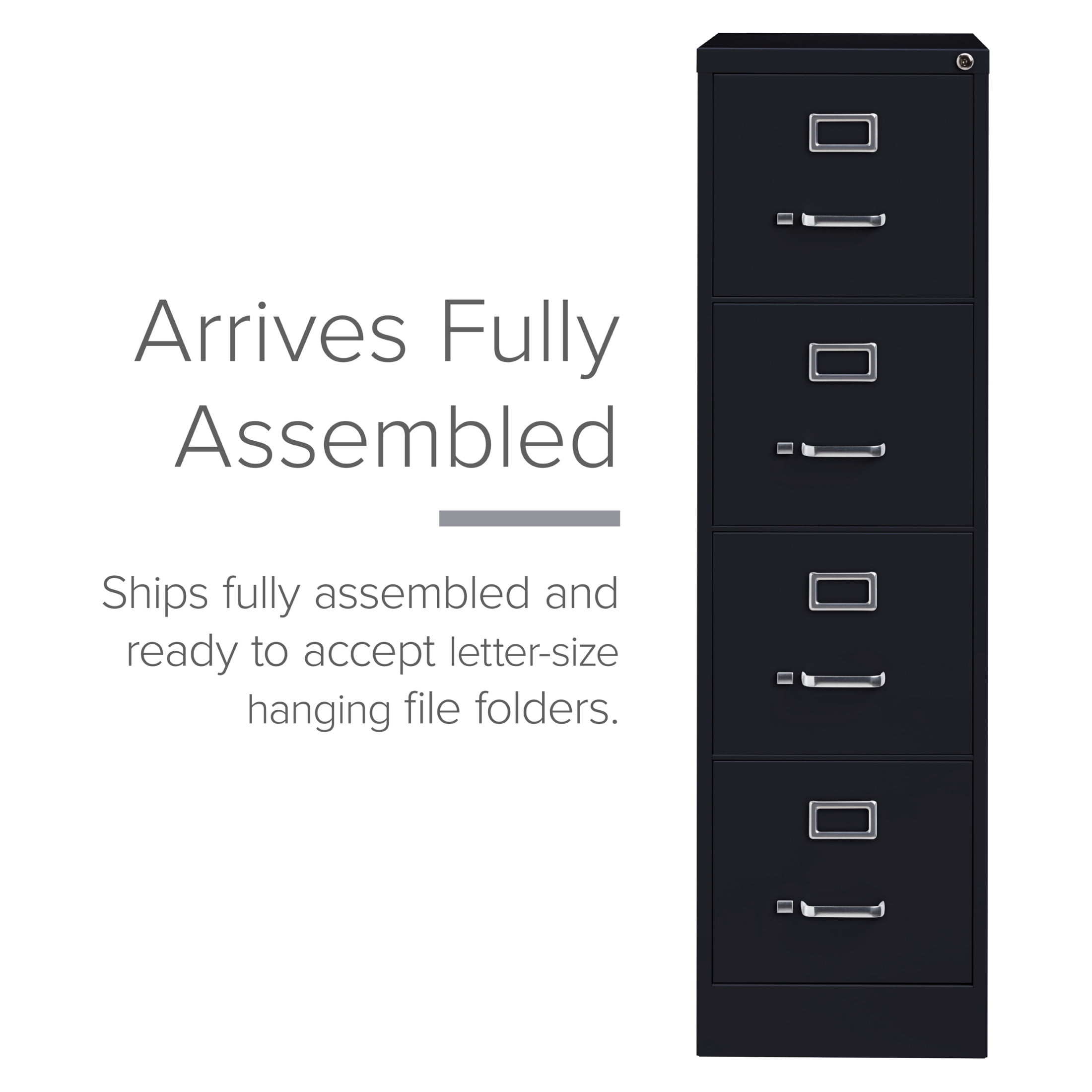 Hirsh 4 Drawer Letter Locking Metal Vertical File Cabinet, 22" Deep, Black