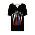 thumbnail image 4 of QUNYINEY V Neck Womens Shirts Short Sleeve Independence Day Casual Tops Summer Button Loose Pullover Womens Tops, 4 of 5