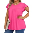 thumbnail image 3 of Fantaslook Womens Blouses Dressy Casual Pleated Tunic Tops Floral Ruffle Sleeve Summer Shirts, 3 of 9