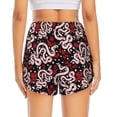 thumbnail image 2 of Lsque Snake And Rose Printed Women's Running Shorts with Liner Pockets,Elastic Quick Dry Workout Athletic Gym Yoga Shorts,Womens High Waist Shorts-, 2 of 9
