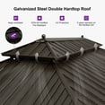 thumbnail image 3 of PURPLE LEAF 10' X 14' Outdoor Hardtop Gazebo Patio Wide Aluminum Frame Metal Double Roof with Heavy Duty Netting and Curtains for Permanent Hard Top Pavilion Screen, Khaki, 3 of 14