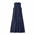 thumbnail image 5 of ClodeEU Women's Mock Neck Sleeveless Dress with Pockets,Elegant Casual Loose Fit Summer Midi Dress Navy,Women's Plus XL, 5 of 6