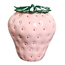 ACDANC Strawberry Ceramic Jar with Lid,Vintage Food Storage Container,Flower Vase Decor,Cute Design