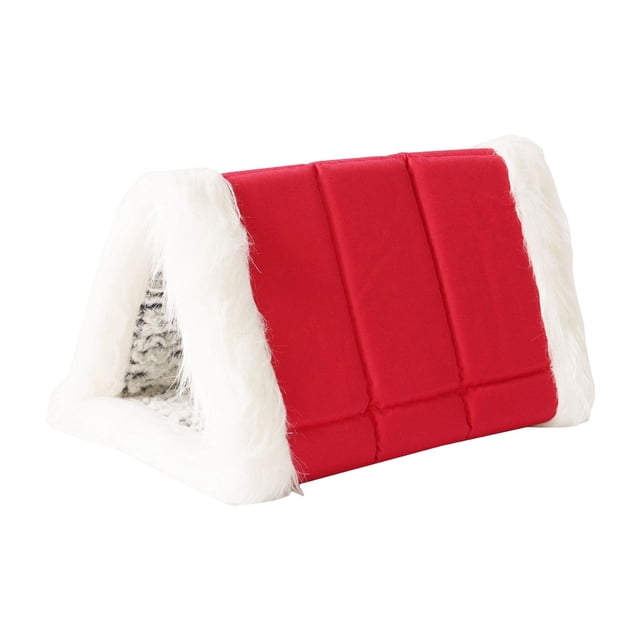 lionlar 2 en 1 Chat House Chaud Doux Lavable Réversible Coussin Velours Auto-Échauffement Rouge