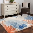 thumbnail image 3 of Orange Navy Blue Coral Area Rugs 4'x6', Washable Small Throw Rugs for Office Bathroom, Summer Beach Coastal Rustic Indoor Outdoor Rug Non-Slip Low Pile Carpet Runner Reversible Floor Mats, 3 of 8