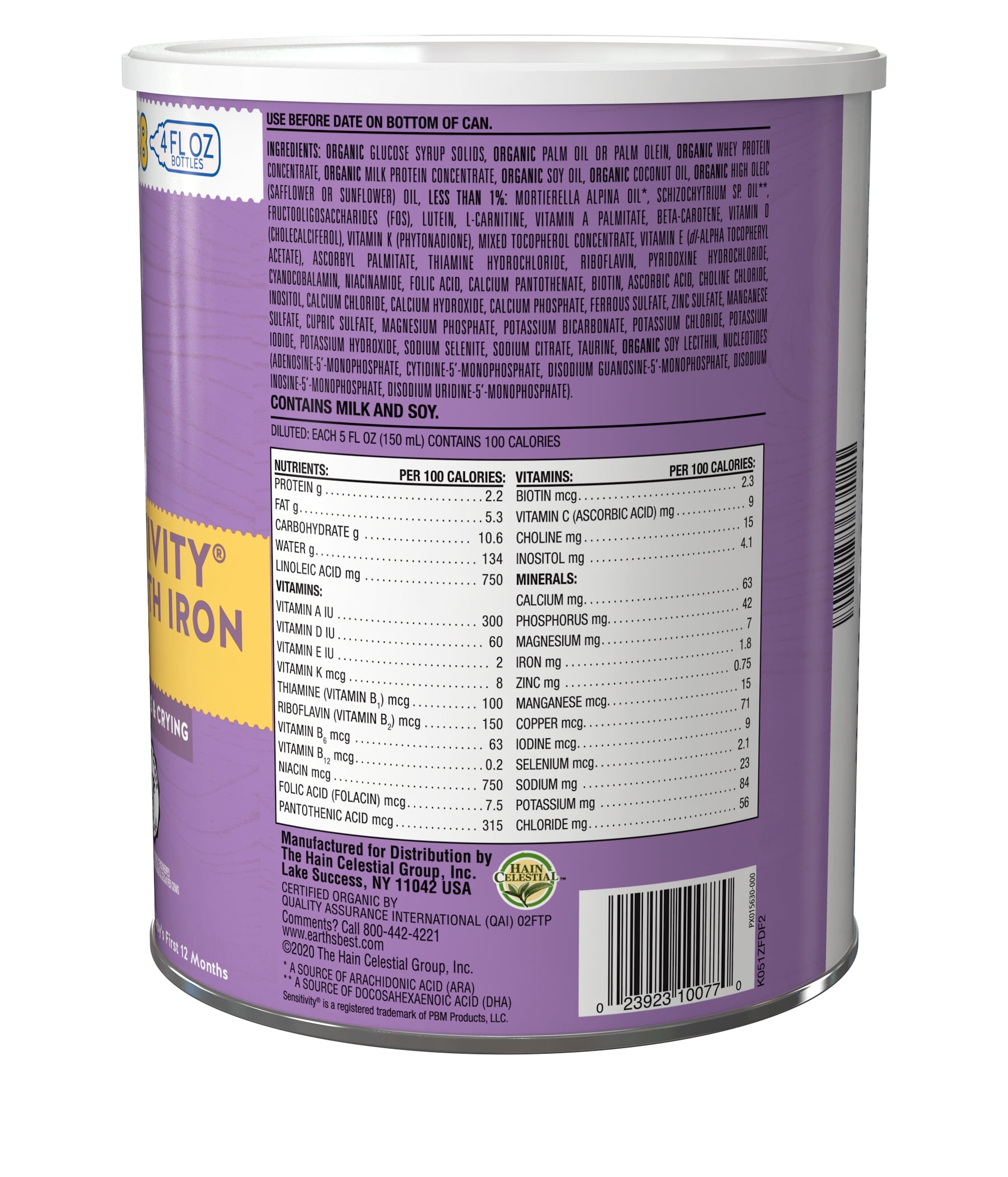 Earth S Best Organic Low Lactose Sensitivity Infant Powder Formula With Iron Omega 3 Dha And Omega 6 Ara 32 Oz Can Walmart Com Walmart Com