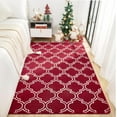 thumbnail image 2 of Junovo 5'x7'Modern Geometric Area Rug for Bedroom and Living Room, Fluffy Indoor Carpet for Family Room Decor,Wine Red, 2 of 6