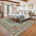 thumbnail image 3 of General Washable 10x13 Area Rug - Ultra Soft Living Room Area Rug Under Sofa Non-Slip Rugs for Bedroom Dining Room - Stain Resistant Farmhouse Decor for Family with Pets & Kids (Green, 10x13), 3 of 12