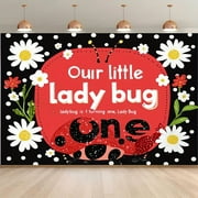 Ladybug Birthday Party Backdrop Our Little Ladybug is Turning One Photography Background Ladybird Daisy Black and White Polka Dots Happy 1st Birthday Party Decorations Banner Photo Booth Props