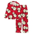 thumbnail image 4 of Pajamas for Women Set Christmas Snowman Pattern Cozy Long Sleeve Button Down Set Women Pjs Sets,B,S, 4 of 4