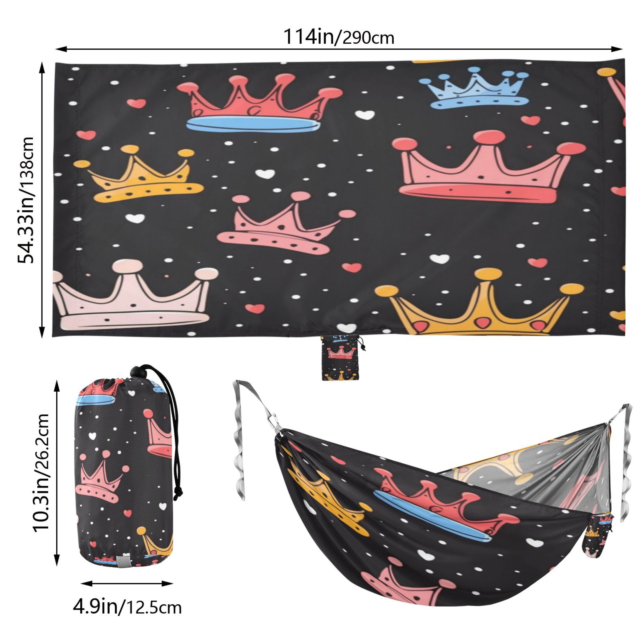 Hammock Camping Hammock Nylon Portable Hammock Travel Camping Hammock Cartoon Crown Cute