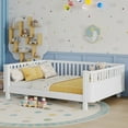 thumbnail image 6 of Mirightone Full Size Montessori Bed with Guardrails, Wood Bed Frame with Slats Support, Low Ground Modern Bed with Removable Side Rails.(White), 6 of 8