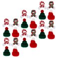 thumbnail image 3 of 24 Uds Mini sombrero de punto navideño bufanda DIY decoración de cubierta de botella de vino navideña, 3 of 6