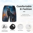 thumbnail image 3 of Logiee Lonely Night Sky Wolf Print Men's Swim Trunk,Quick Dry Board Shorts ,Men's Swim Trunks with Compression Liner, Bathing Suits with Pockets-3X-Large, 3 of 6