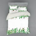 thumbnail image 2 of Cactus Duvet Cover Set, Mexico Style Romantic Tender Blossoms and Barren Heath Natural Vegetation, Bedding Set with Shams and Fitted Sheet, 3 Sizes, by Ambesonne, 2 of 3
