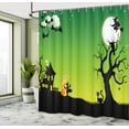 thumbnail image 5 of Ambesonne Halloween Shower Curtain, Dancing Witch, 69"Wx84"L, Black Green, 5 of 5