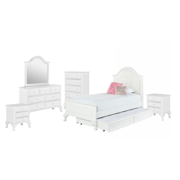 Picket House Furnishings Jenna 6 Piece Twin Bedroom Set in White