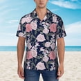 thumbnail image 2 of Sikiie Rose Flowers Print Men's Hawaiian Shirt, Summer Beach Button Pocket Short Sleeve T-Shirt,3X-Large, 2 of 7