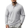thumbnail image 6 of Waffle Long Sleeve Polo Shirt for Men Texture Heavyweight Polos Turn Down Collar Chest Pocket Shirts, 6 of 9
