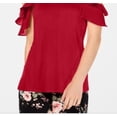 thumbnail image 3 of INC Womens Ruffle Cold Shoulder Blouse Red XS, 3 of 3