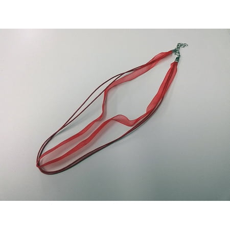 5 Necklaces - Red Organza Ribbon 18