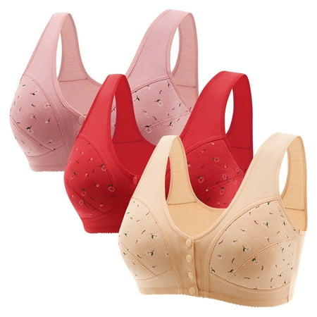 Black of Friday Deals!Clearance Staron 3PC Women s Bras No Underwire Front Closure Bras Wireless Comfortable Bras Stretch Push up Bra Daily Underwear Bras