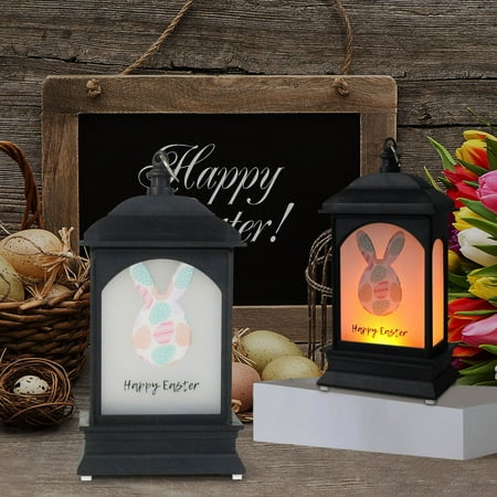 

Qiangong Easter Decorations Easter Printing Decorative Rabbit Wind Lamp Long Lasting Non Heating Easter Festival Wind Lamp Glowing Pendant Ornament Decorative Lamps Easter Decorations for th