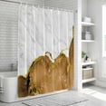 thumbnail image 6 of Brown Gold Marble Shower Curtain, Waterproof Shower Curtains for Bathroom, Modern Abstract Marble Crack Texture Washable Fabric Bathtub Curtain Set Bath Decor with 12 Hooks Standard 72"x72", 6 of 8