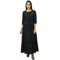 thumbnail image 6 of Bimba Women's 3/4 Sleeve Summer Cotton Maxi Dress Drawstring Waist, 6 of 7