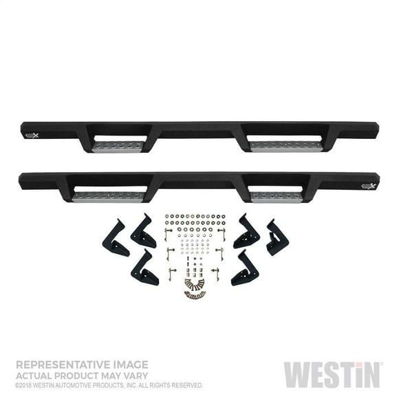 Westin Automotive Nerf Barre 56-138352 HDX; avec Marches Rabattables; 3 Pouces Carré Droit; Revêtement en Poudre; Noir; Acier Inoxydable; avec Embouts Soudés; Montage sur Panneau Basculant
