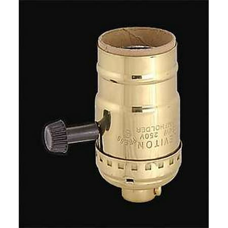 

B&P Lamp® Solid Brass Shell (No Uno Thread) Cap & 13/16 Mandrel Turn-Knob Socket For 3-Way Bulbs
