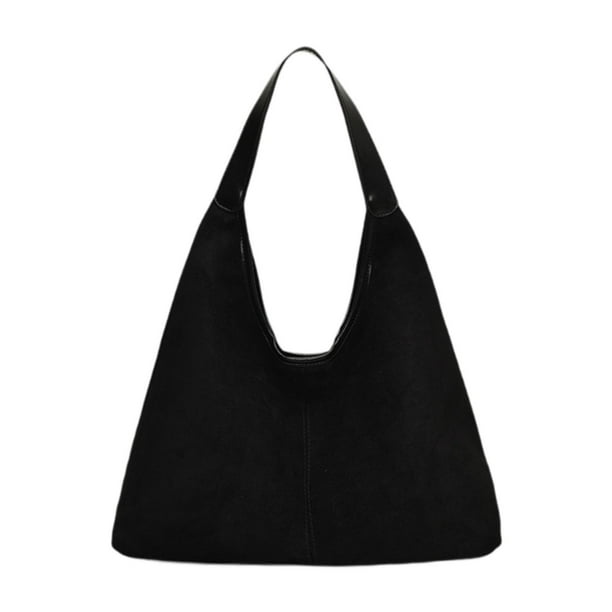 Bolso de bolso de viaje bolso de hombro de gamuza para mujeres elegantes para compras al aire libre Negro