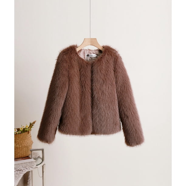 Puntoco Moda para mujer Sólido Corto Imitación Chaleco cálido Abrigo Faux tops Rollbacks Puntoco Puntoco-4399