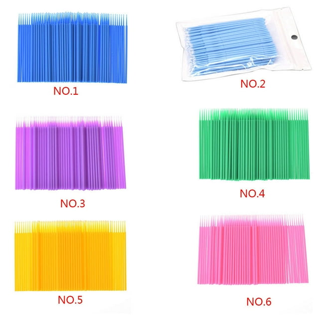 100pcs Double Head Disposable Swab Fiber swab Disposable swab Buds Plastic Sticks Eyebrow Eyelash Make Up Tools