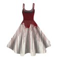 thumbnail image 3 of Women's Punk Gothic Halloween Midi Dress, Off Shoulder Spaghetti Strap A-Line Swing Dress, Blood Drip Retro Print Costume for Halloween Cosplay & Cocktail Parties Red B L, 3 of 4