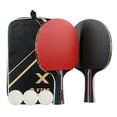 thumbnail image 4 of Juego de 2 raquetas de tenis de mesa profesionales de tres estrellas, fáciles de usar, para principiantes (1 mango recto, 1 mango horizontal)., 4 of 6