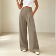 thumbnail image 4 of ClodeEU Women's High Waist Side Button Wide Leg Pants ,Casual Loose Palazzo Trousers with Pockets ,Women's Plus XXXL, 4 of 5