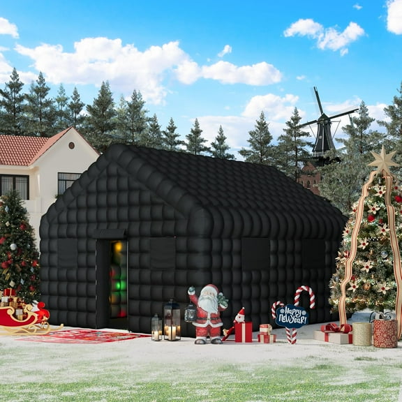 EROMMY Inflatable Nightclub 20x16.5x12 Ft, Inflatable Party Tent with 950w Blower, Inflatable Club Tent for Birthday Party Wedding Backyard Rental Business, Black