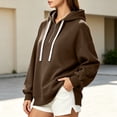 thumbnail image 6 of SYwaren Women's Long Sleeve Oversized Half Zip Hoodie Casual Sweatshirt Side Slit Tops, 6 of 7