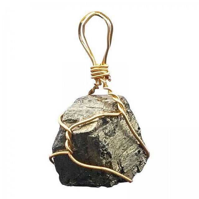 2x Novedad Piedra De Pirita Natural Joyería COLLAR COLGANTE Decoración Irregular
