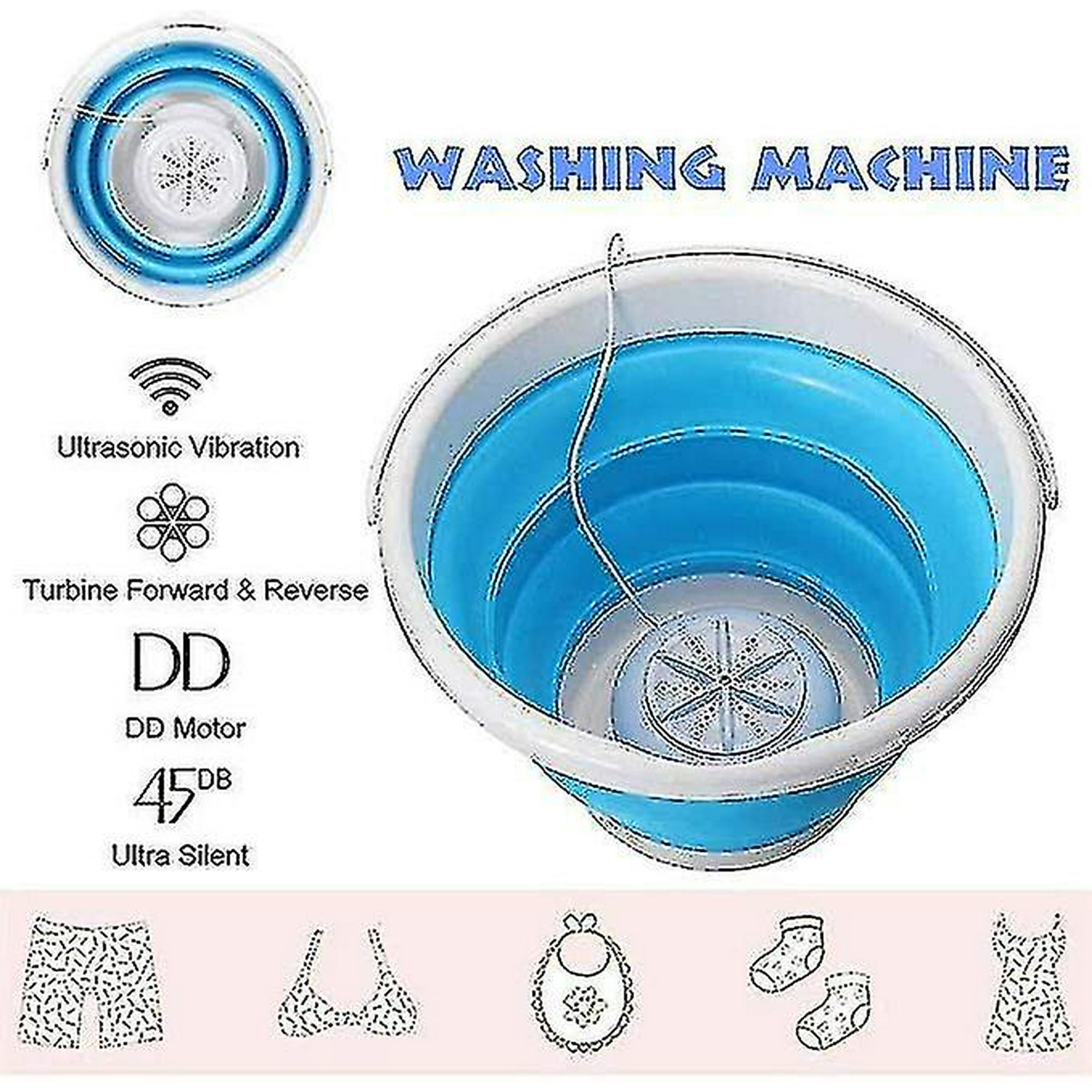 Portable Mini Washing Machine With Foldable Tub Compact Ultrasonic