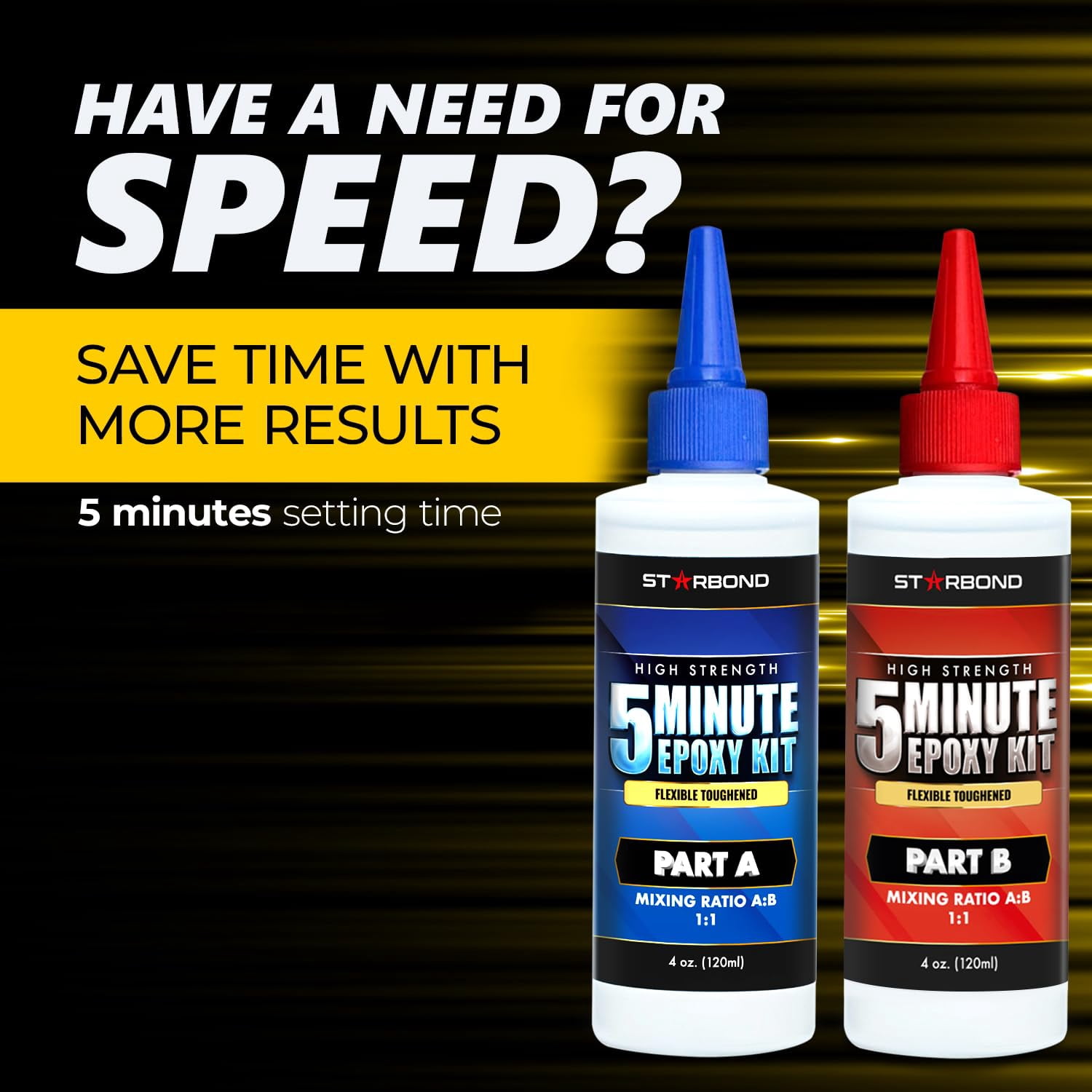 8 oz. XL Starbond 5 Minute Epoxy — Enhanced Strength (2,600 lb Shear Strength), UV-Resistant, Easy to Use, Fast Setting Glue — Compatible with Metal, Plastic, Wood, Ceramics, Glass and More