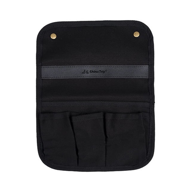 Reposabrazos Bsvklp para Silla Lona con Múltiples Bolsillos para Camping Picnic Negro