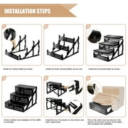 Topmart 3 Step Dog Step for Small Dog,Non-Slip Plastic Dog Stair for Beds,11.8in High,Khaki