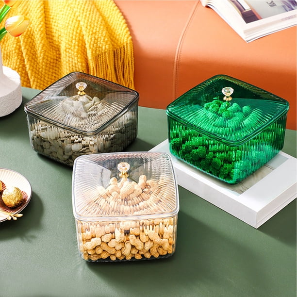 Caja transparente apilable para snacks y organización - Recipiente de plástico para PET de grado alimentario de 16,5x15,5x11,5 cm con tapa, escritorio y organizador de cocina