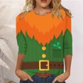 thumbnail image 1 of Hauts pour Femmes Décontractés d'Été Mode Féminine T-shirt Imprimé pour la Saint-Patrick Manches 3/4 Blouse Col Rond Hauts Décontractés Blouse d'Été en Liquidation, 1 of 4